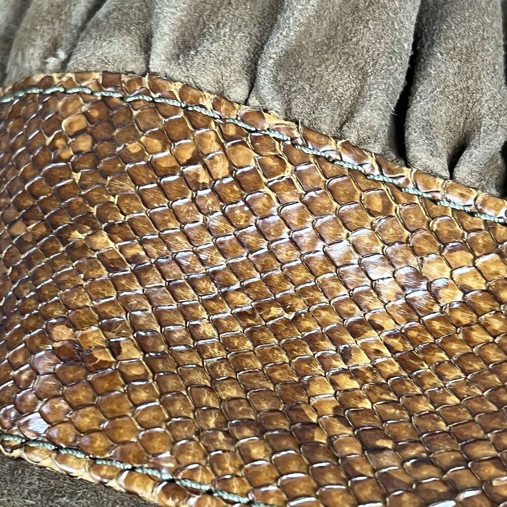 Vintage Norceur Genuine Leather Jacket 80s Batwing Structured Shoulder Snakeskin - Picture 10 of 16